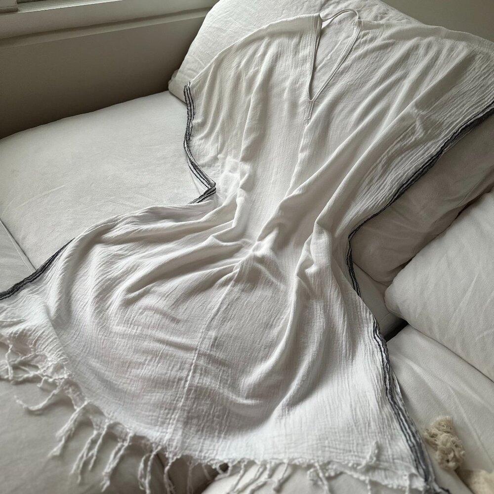 Ichiche Patmos White Kaftan - Handwoven Luxury